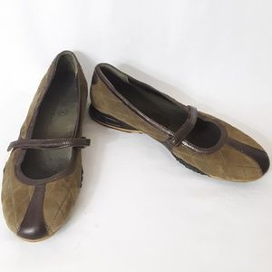 Cole Haan Olive Quilted Suede and Leather loafers